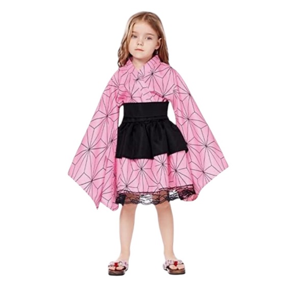 Girl’s (S) Anime Cosplay Demon Slayer Nezuko Kimono Outfit Halloween Costume - Picture 1 of 7